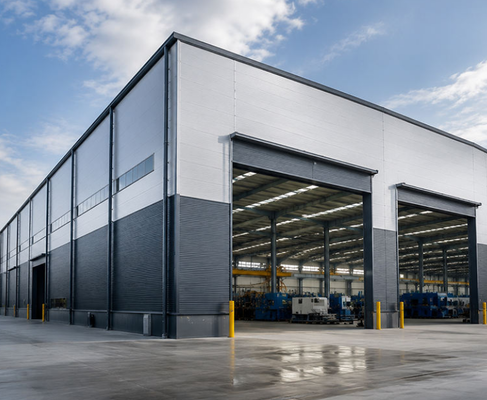 Atelier de structure en acier préfabriqué sur mesure, usine industrielle à cadre de portail à grande envergure et bâtiment d'entrepôt avec revêtement anticorrosion